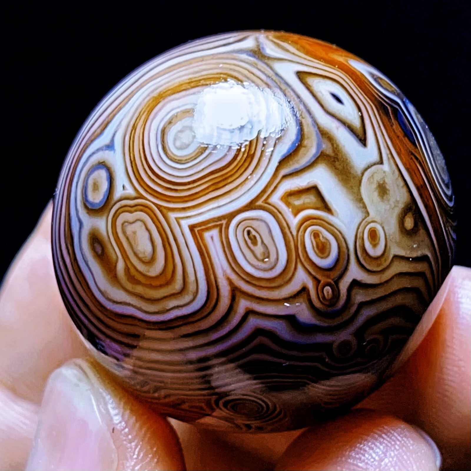 TOP 52G Natural Polished Silk Banded Agate Sphere ball Crystal Healing L1390