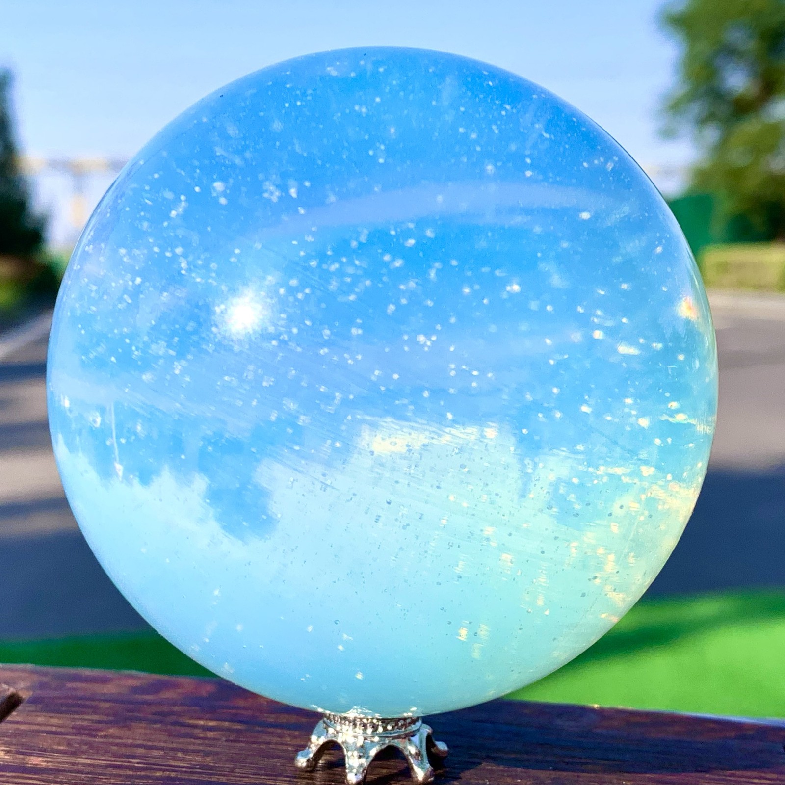 1.18LB Top opalite Ball Quartz Crystal Sphere Reiki Healing