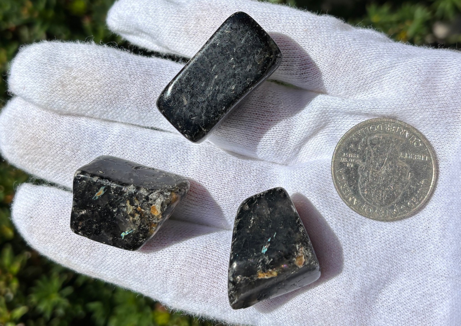 45g LOT 3 REAL NUUMITE/NUUMMITE/NUMMITE TUMBLES TUMBLE TUMBLED STONE STONES
