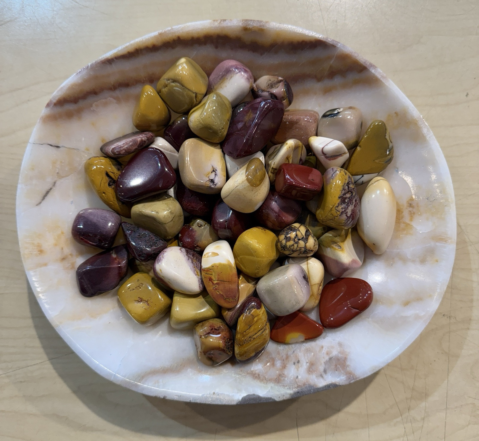 Mookaite Jasper Tumbled Stones, Gorgeous Color, High Grade Polish, Quantity Disc
