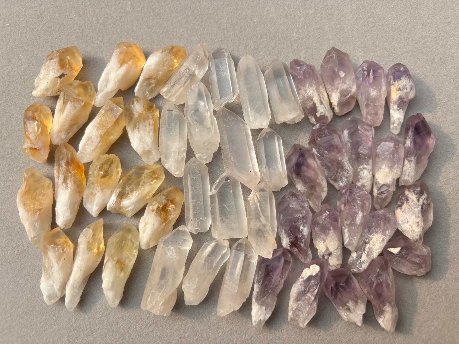 1/2 lb Mixed Lot Amethyst Citrine Clear Quartz Points Crystal Collection