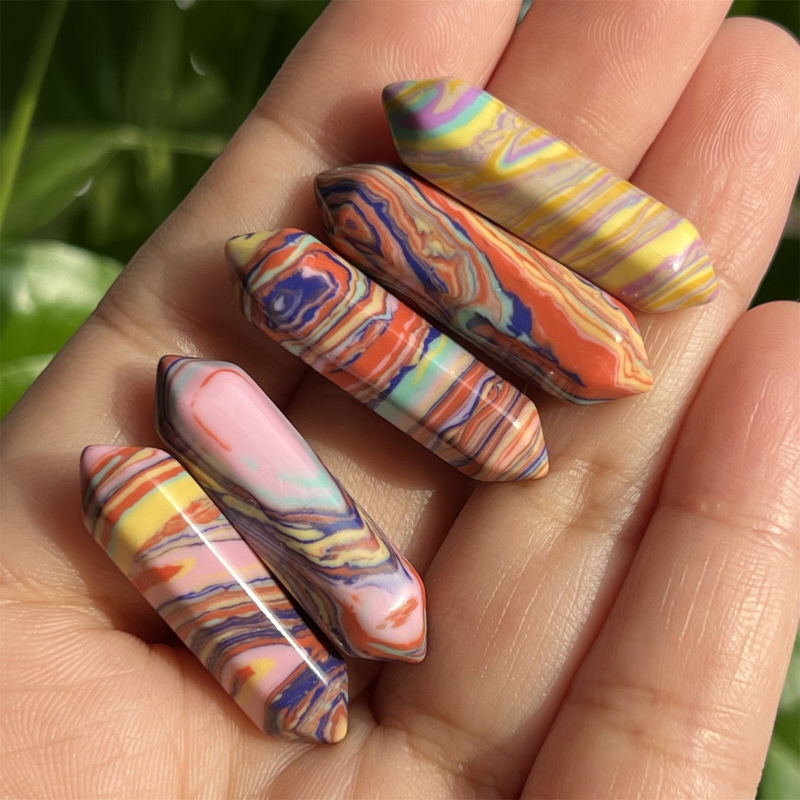10pcs Synthetic Rainbow tophus obelisk pendant wand double point reiki healing