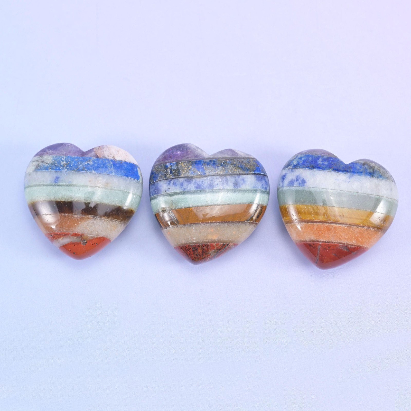 Chakra Crystal Heart Sphere Moon Carving Worry Stone Pocket Stone