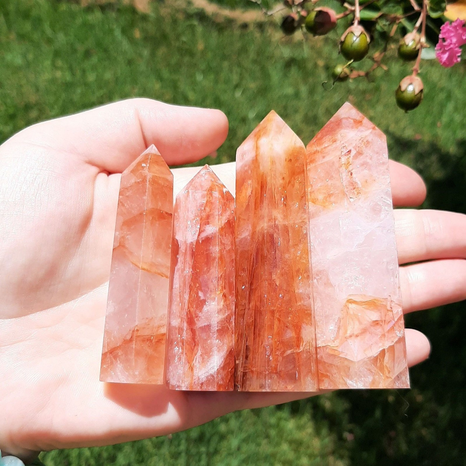 Fire Quartz Red Hematoid Tower Point Obelisk Healing Reiki Crystal Specimens