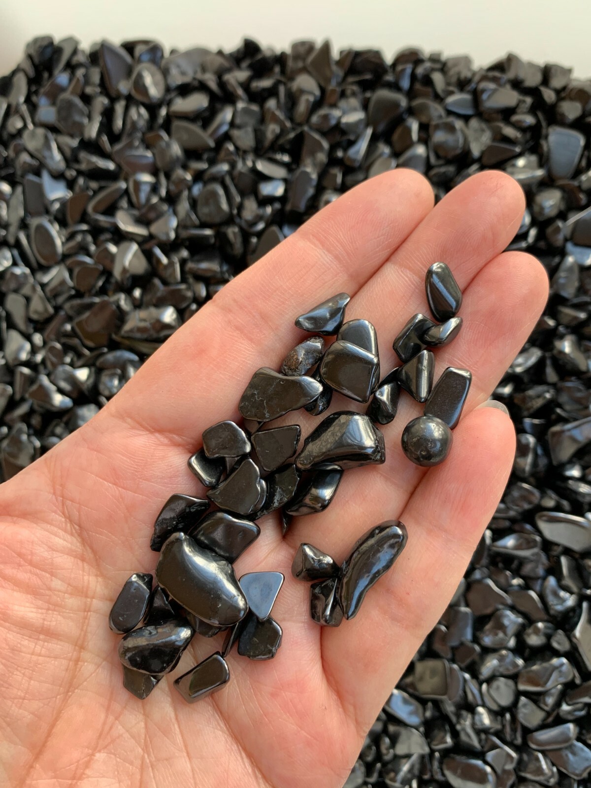 Grade A++ Shungite Semi Tumbled Gemstone Mini Chips 6- 12 mm, Wholesale Bulk Lot
