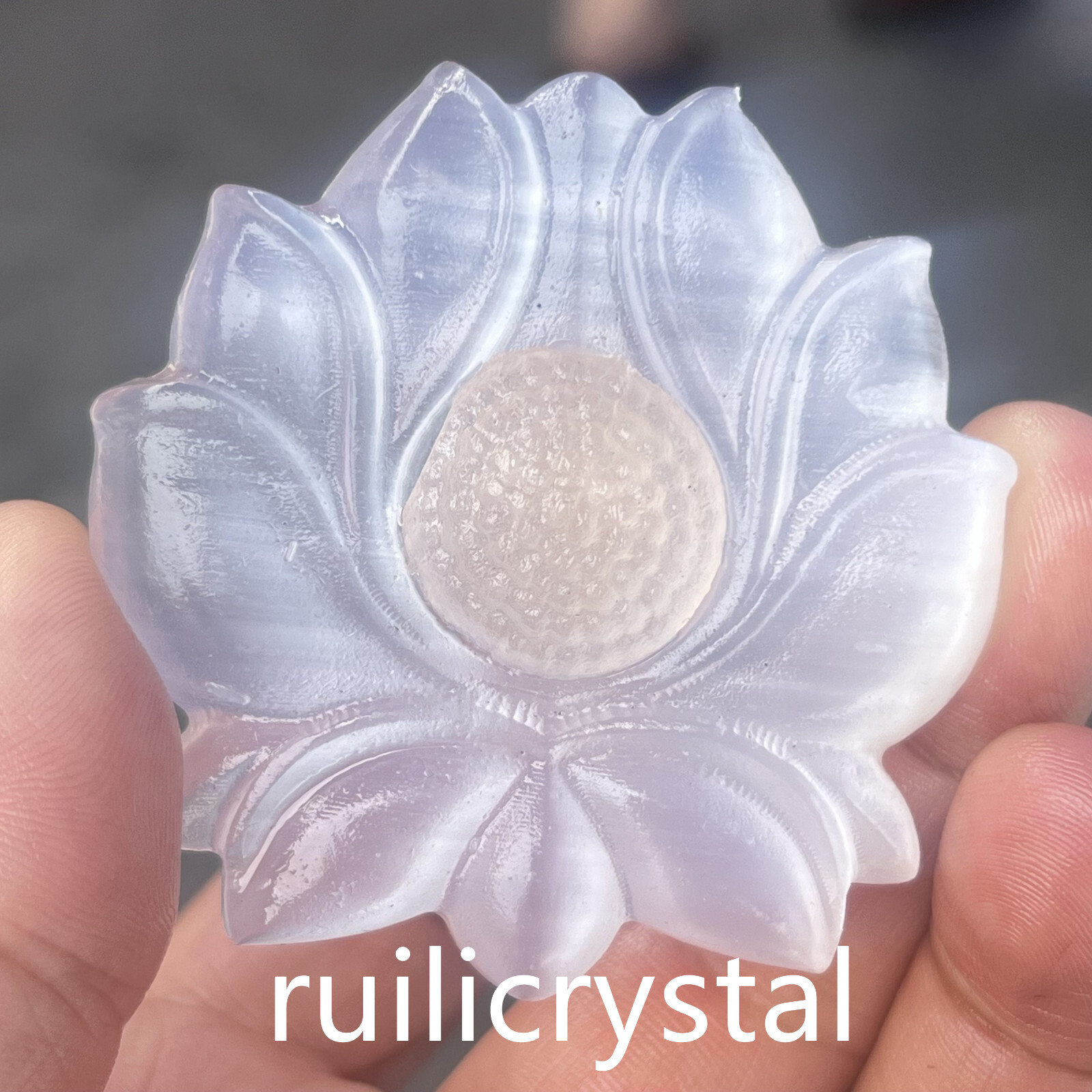3 ” Natural Gypsum Quartz Hand Carved flower Skull Crystal Healing 1pc