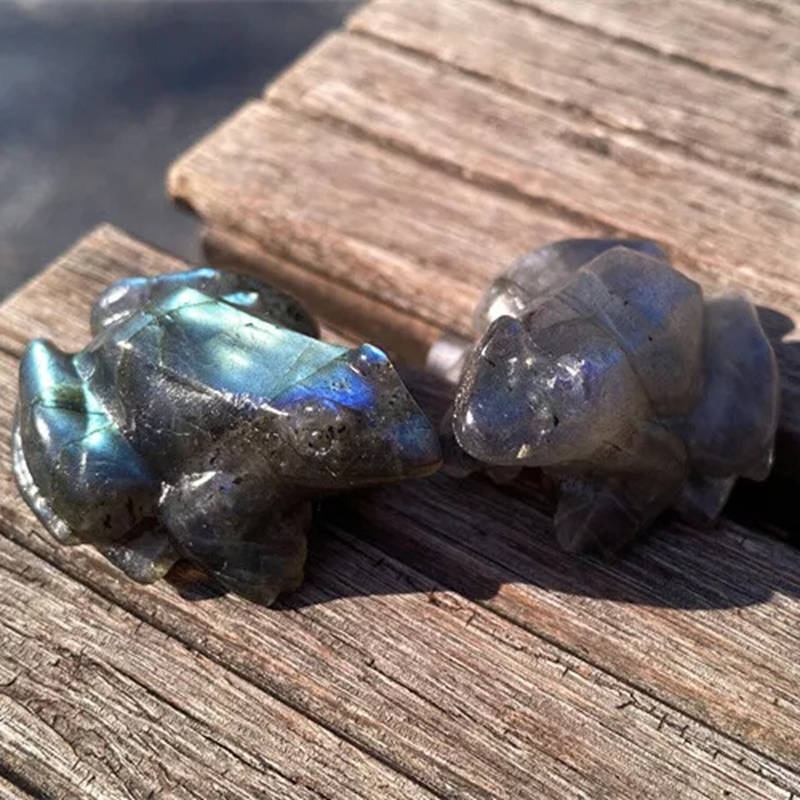 Natural Labradorite Frog Quartz Crystal Stone Froggy Carved Healing Reiki Decor