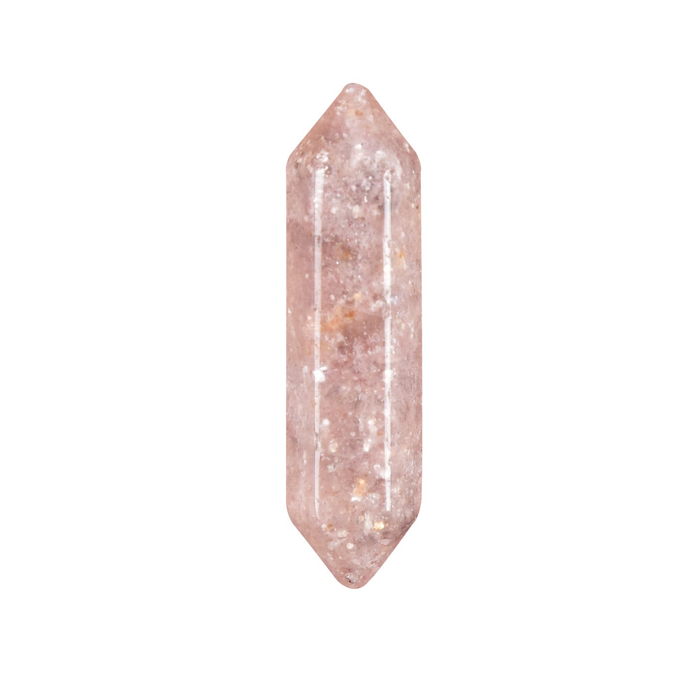 Natural Red Strawberry Quartz Double Point Hexagonal Prism Crystal Energy Stone
