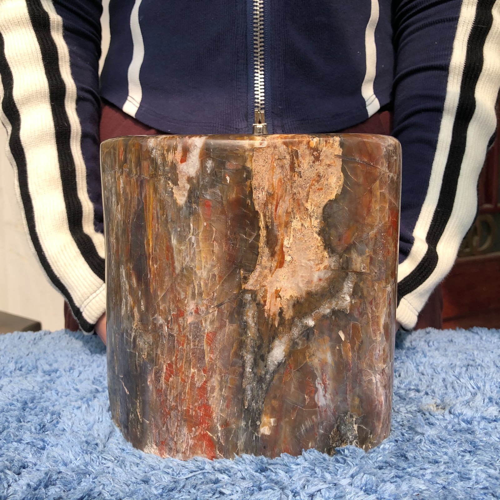 13.6LB Natural wood fossil quartz crystal mineral specimens healing