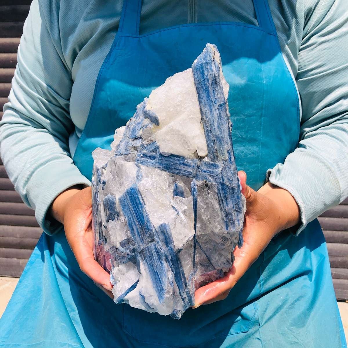 9.46LB Natural Blue Kyanite Cluster with Clear Quartz Matrix Crystal Specimen