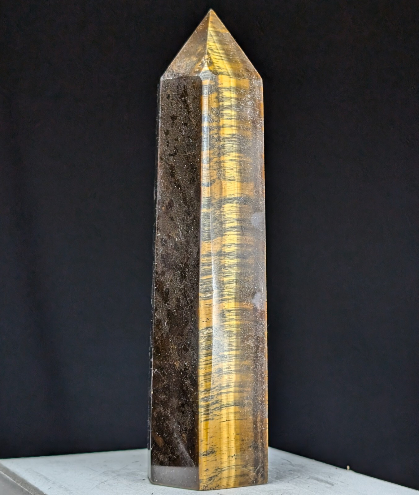 Tiger Eye Tower Crystal Gemstone Large Big Tall Point Chakra