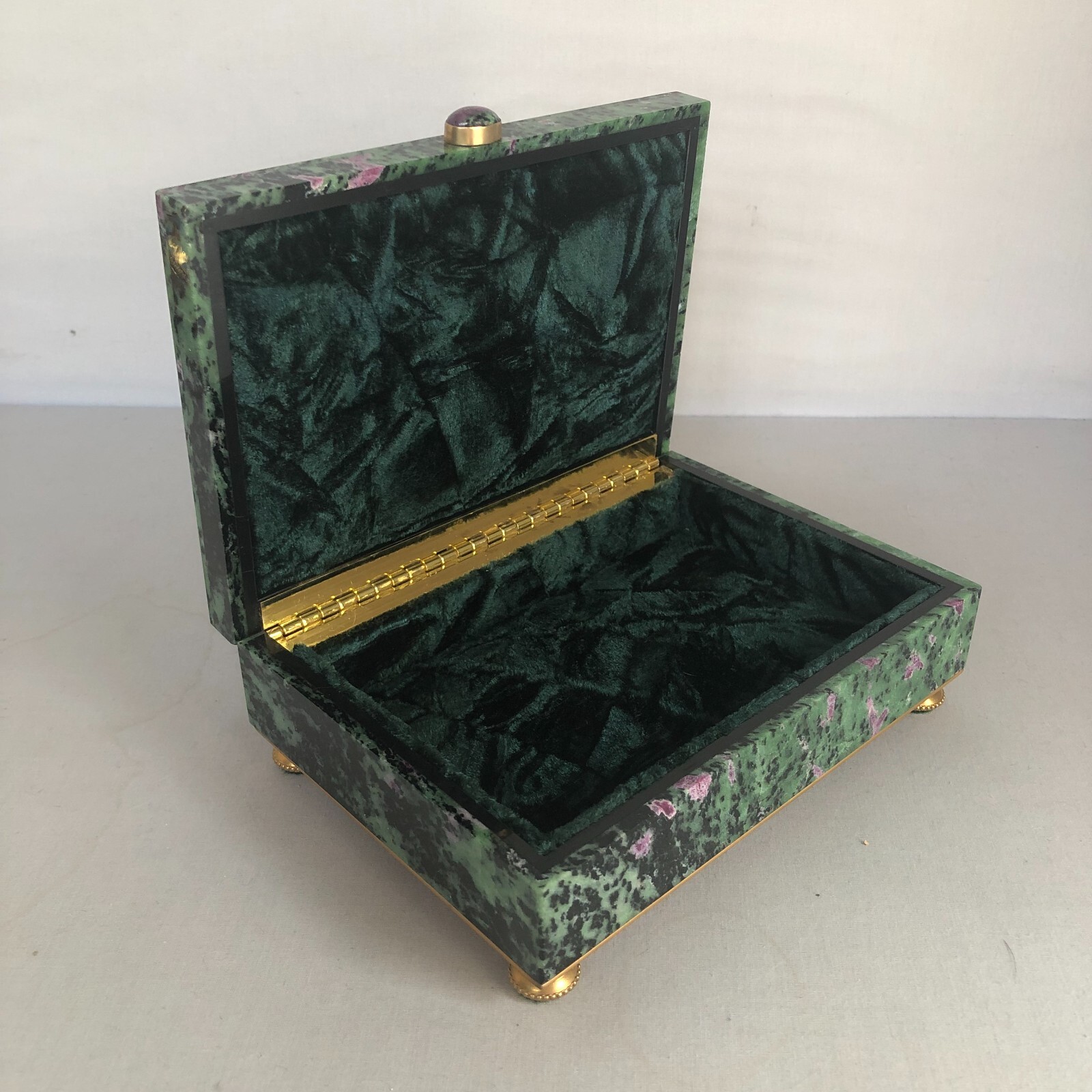 Ruby in Zoisite Hard Stone Hinged Box wit Nicholas The Second Russian Last Czar.
