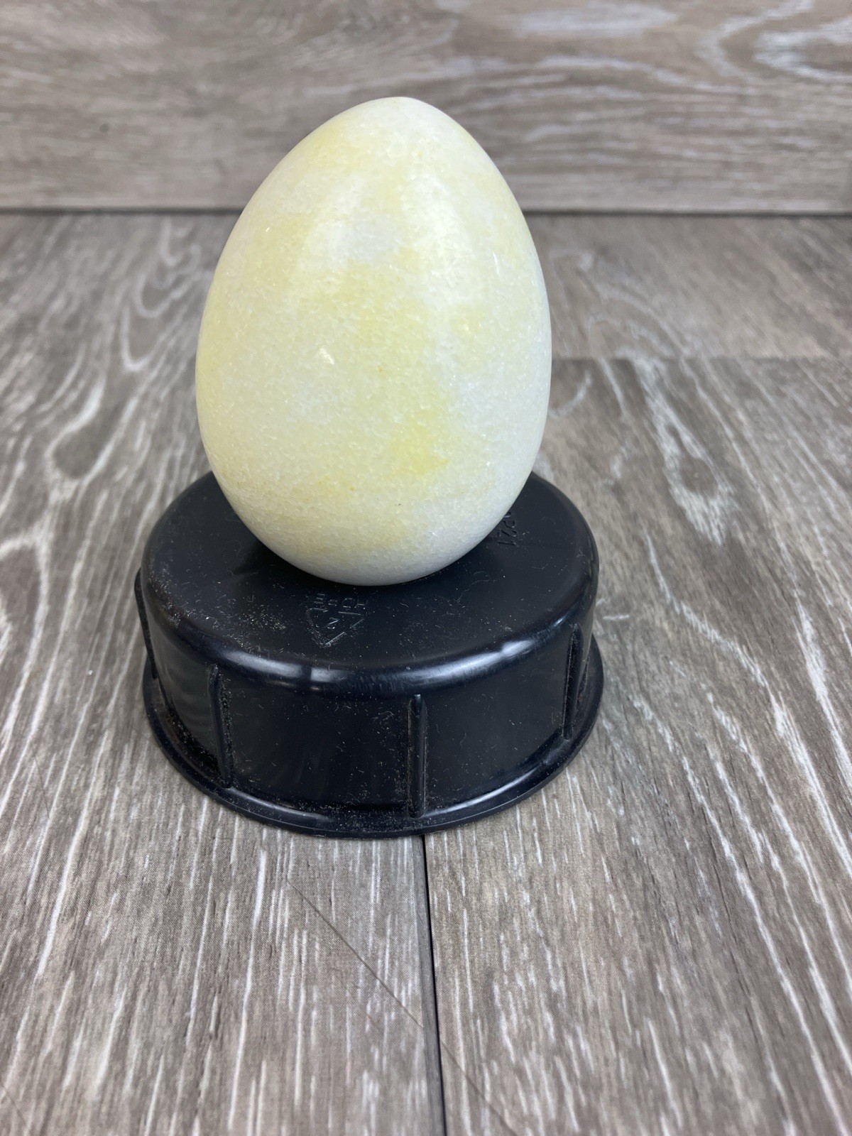 Polished Stone Rock Egg Easter Yellow White Natural