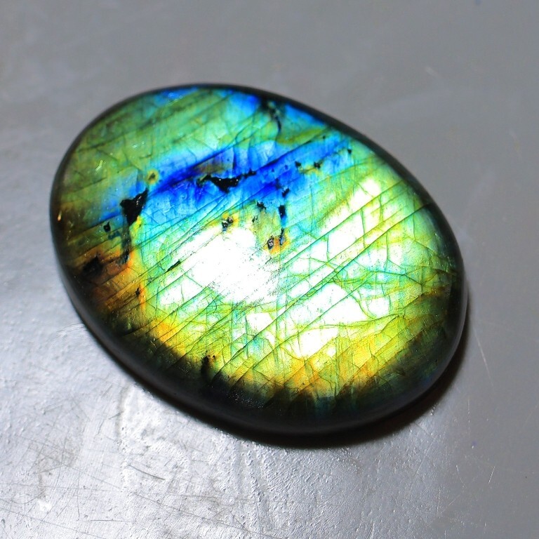 58 CT TRENDING NATURAL MULTI FIRE LABRADORITE OVAL CABOCHON GEMSTONE GLA-91
