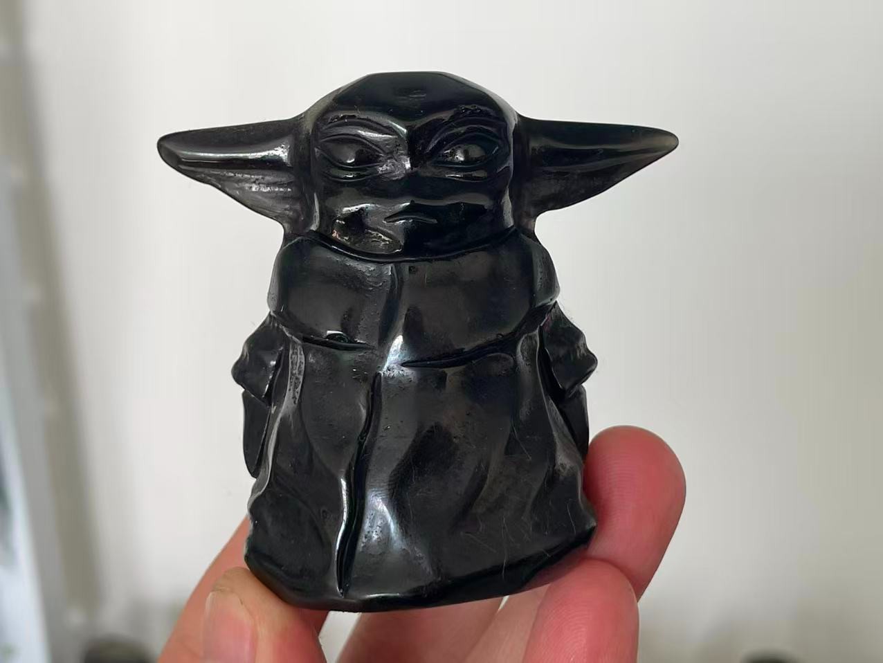 2.4inch natural obsidian yoda skull quartz crystal healing 1x