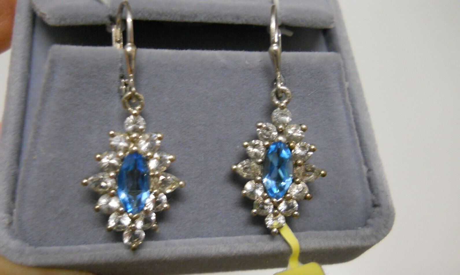 Sterling Silver Sky Blue Topaz & Cubic Zirconia Earrings Gemstone Jewelry #868