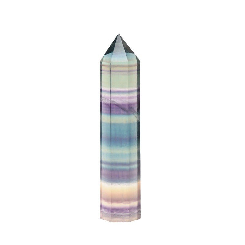 Rainbow Fluorite Healing Crystal Wands Obelisk Reiki Tower Point Home Decoration