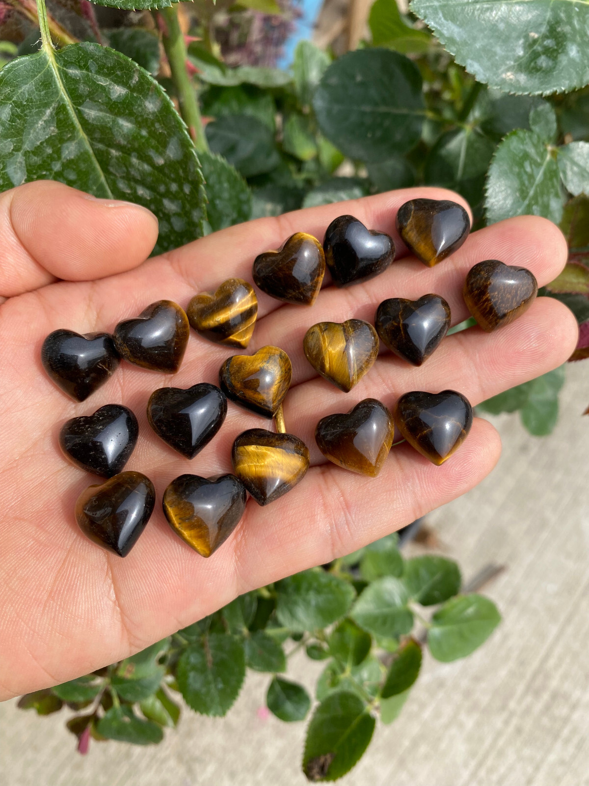 10pc Natural Tiger’s eye Jasper Mini Heart hand-carved quartz crystal reiki gift
