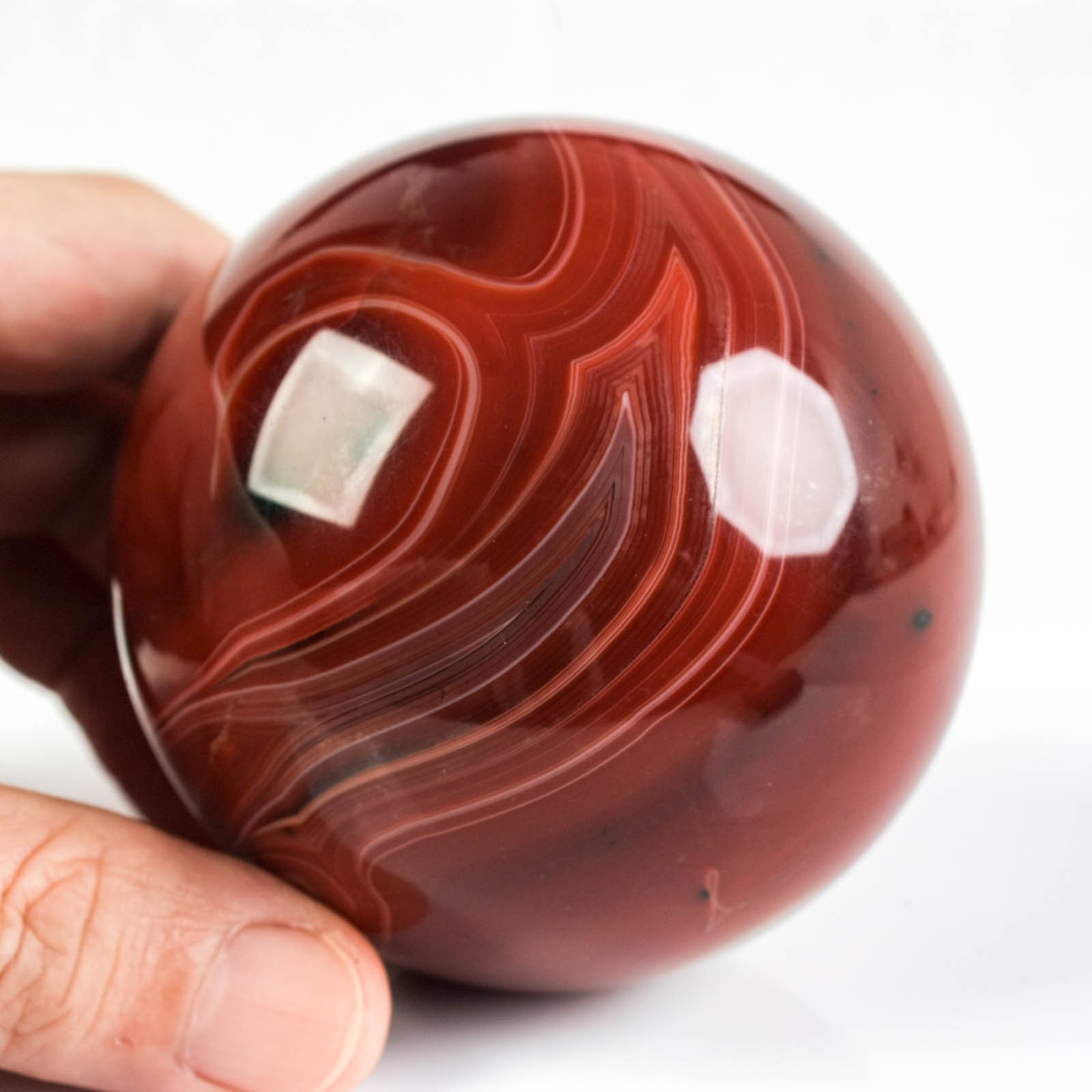 2.9″ 1.23LBS Banded Carnelian Agate Sphere Crystal Ball Natural Mineral Specimen