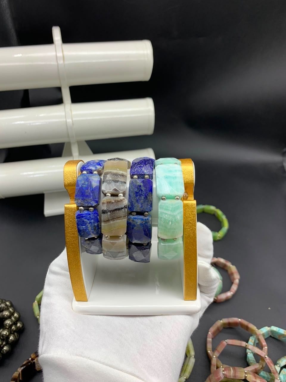 Natural Gemstone Bracelet Lot Mixed Stone Bracelets Amazing Colors