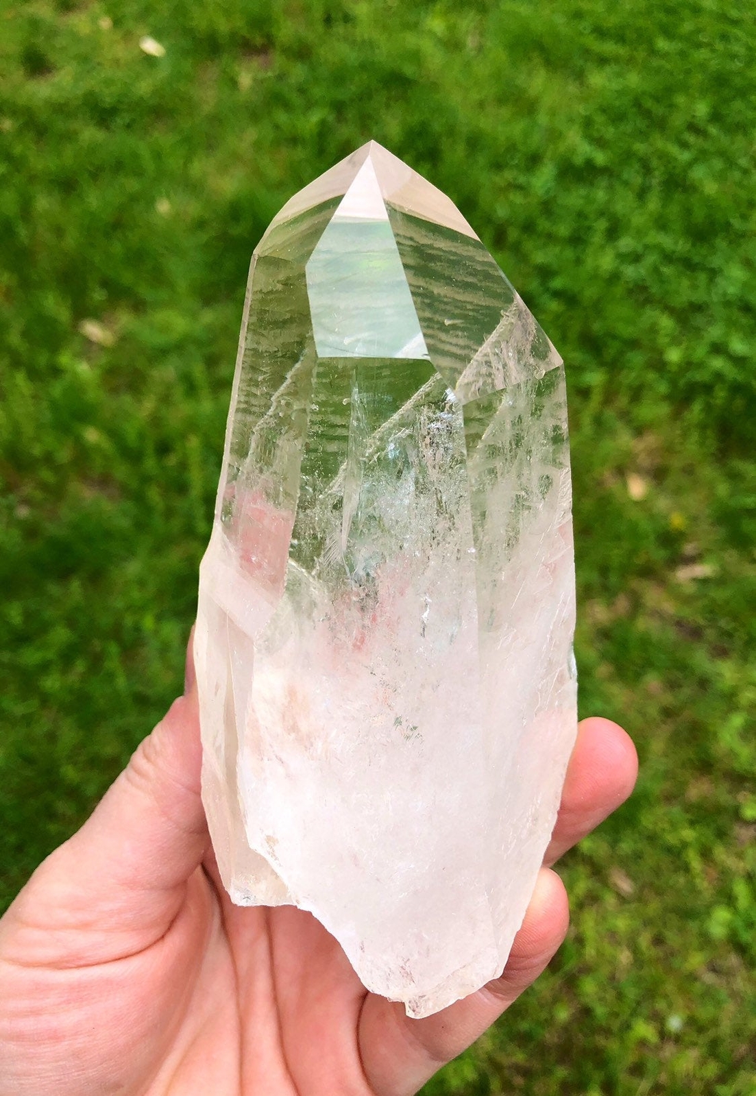 Raw Lemurian Quartz Crystal Point, Natural Lemurian Quartz from Brazil