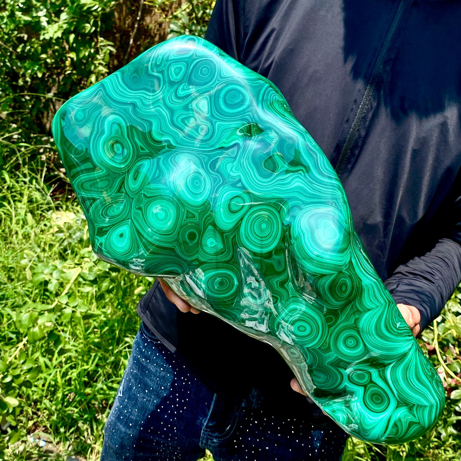 34.9LB Natural Polished Malachite Mineral freeform specimen Reiki Stone Healing