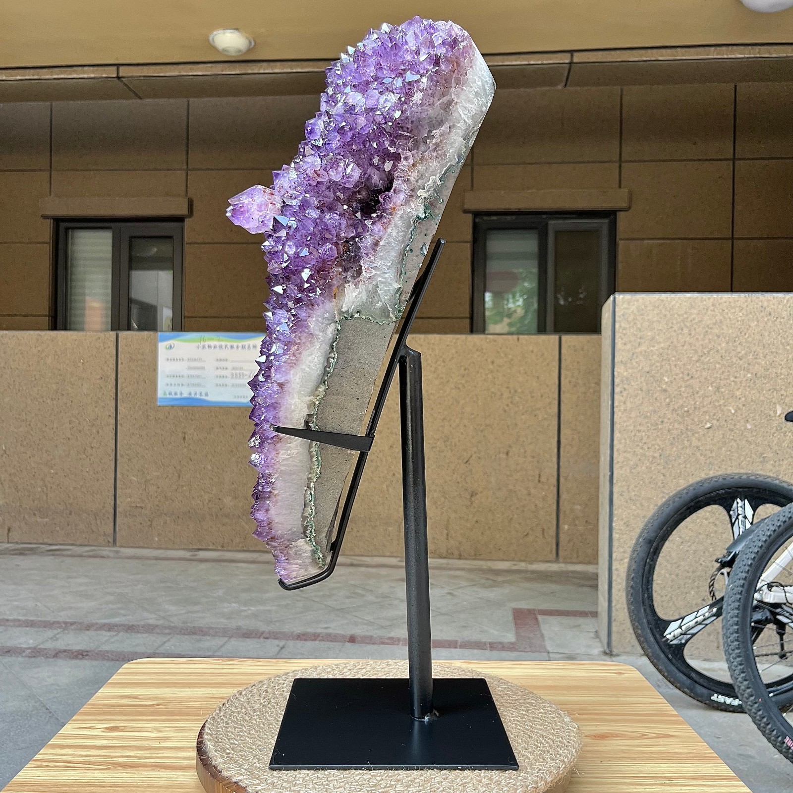 29.8 lb Natural Amethyst Cluster w/ Metal Stand Crystal Mineral Specimen