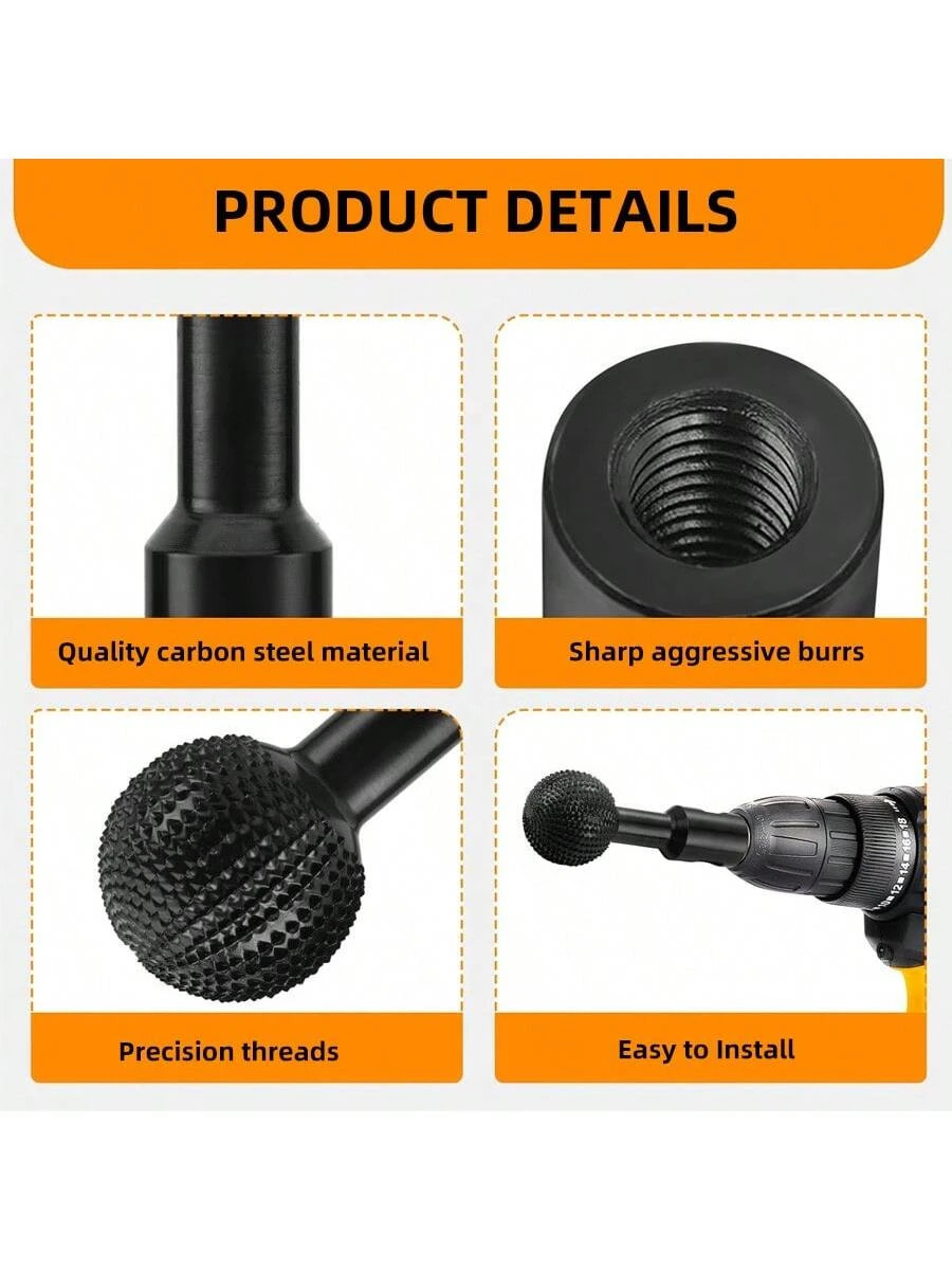 NEW 3Pcs Ball Grinding Head Sphere Rotary Burr Set, 5/8-11 Thread Ball Gouge
