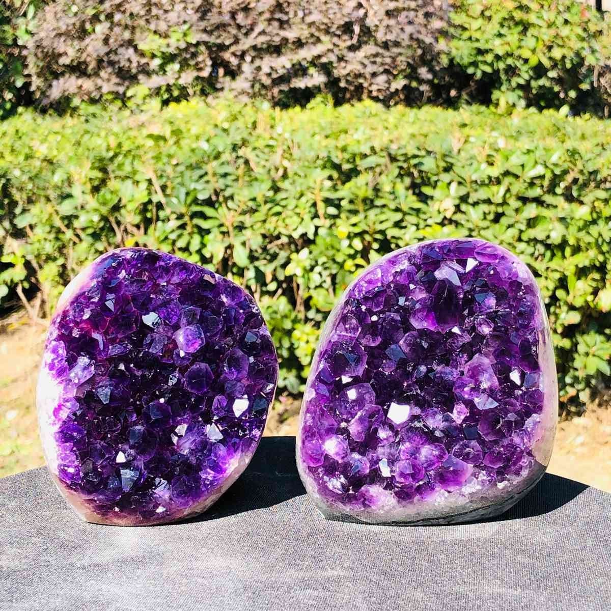 2pcs 4.88LB Natural Amethyst geode quartz cluster crystal specimen Healing 3154