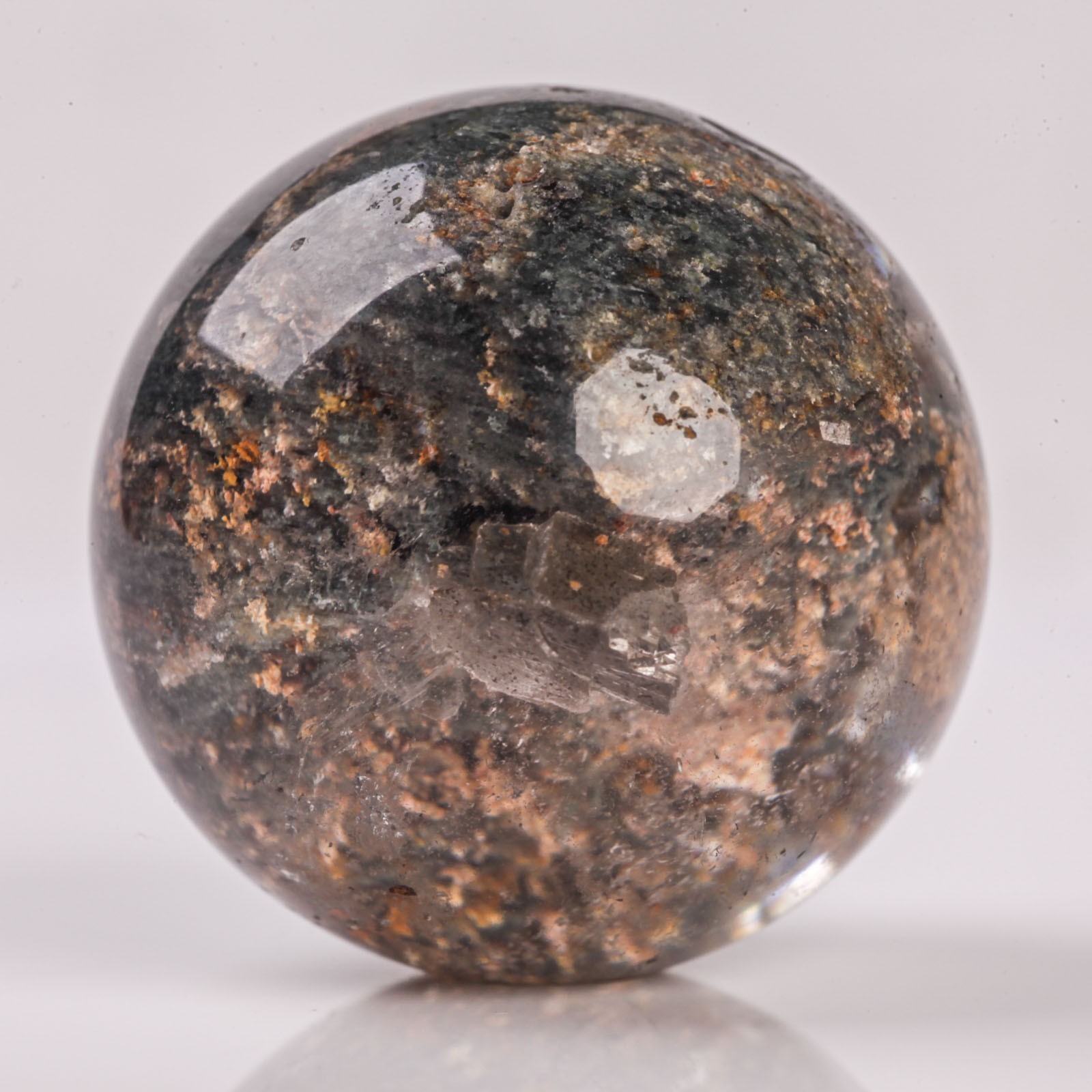 34g29mm Natural Garden/Phantom/Ghost/Lodolite Quartz Crystal Sphere Healing Ball