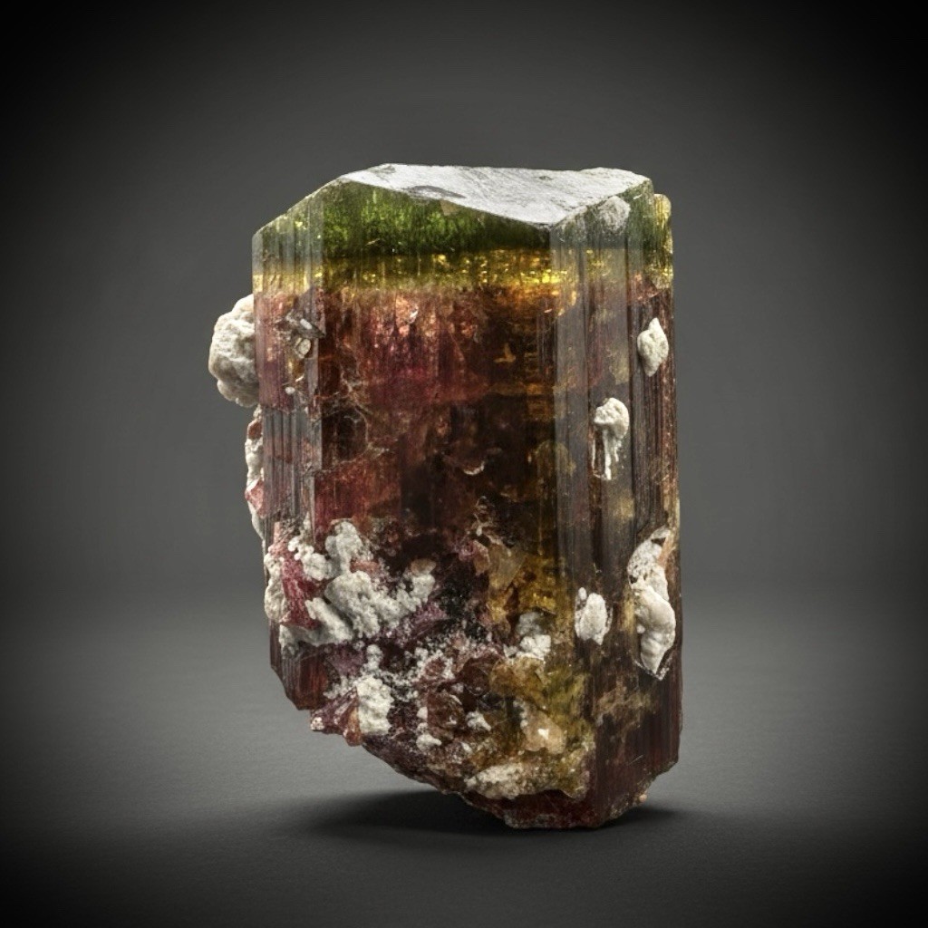 Tri-Color Tourmaline Pink Green Yellow W Feldspar Mineral Specimen | Pakistan