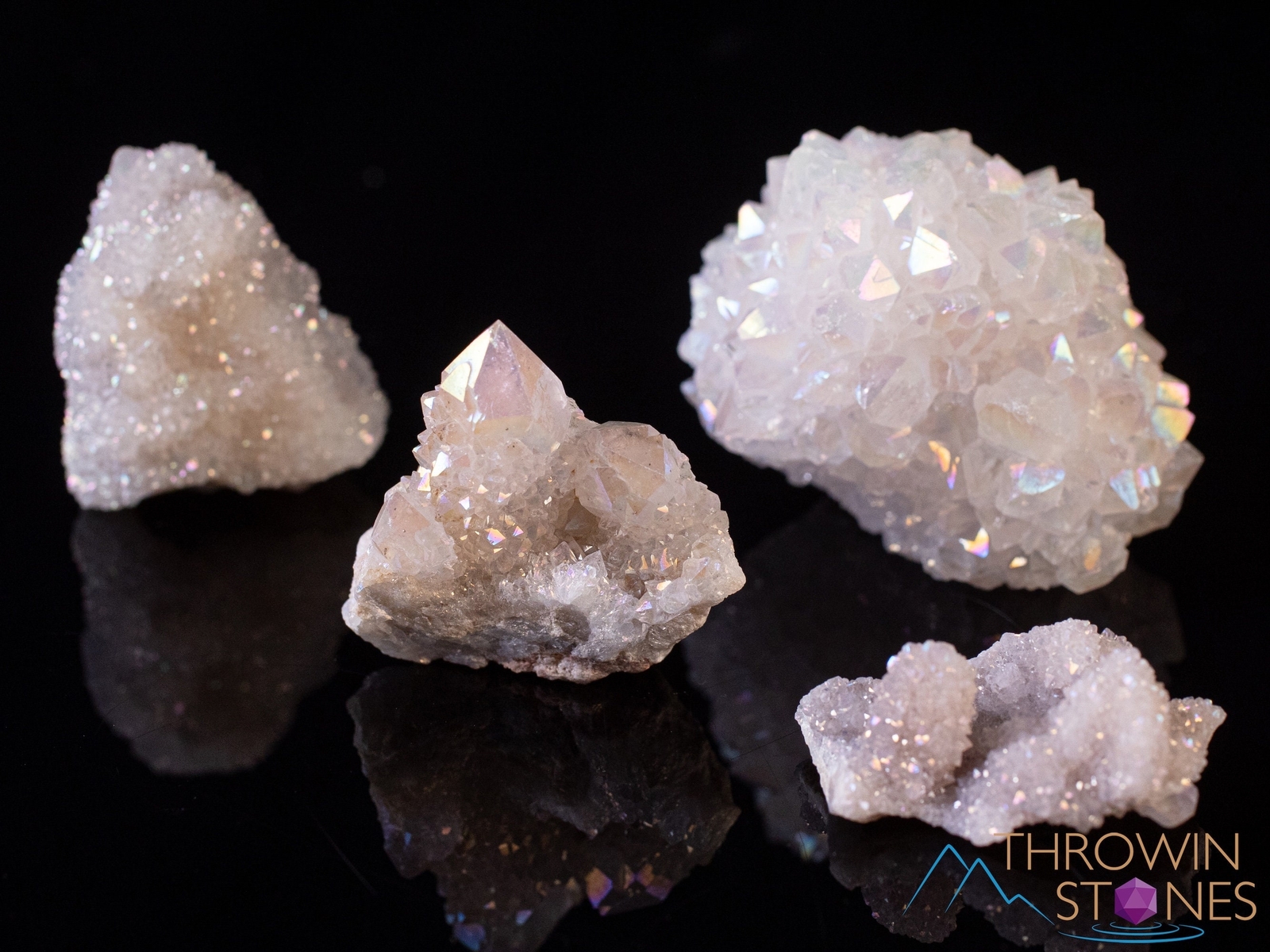 White ANGEL AURA QUARTZ Crystal Cluster – Rainbow Spirit Quartz Decor, E2007