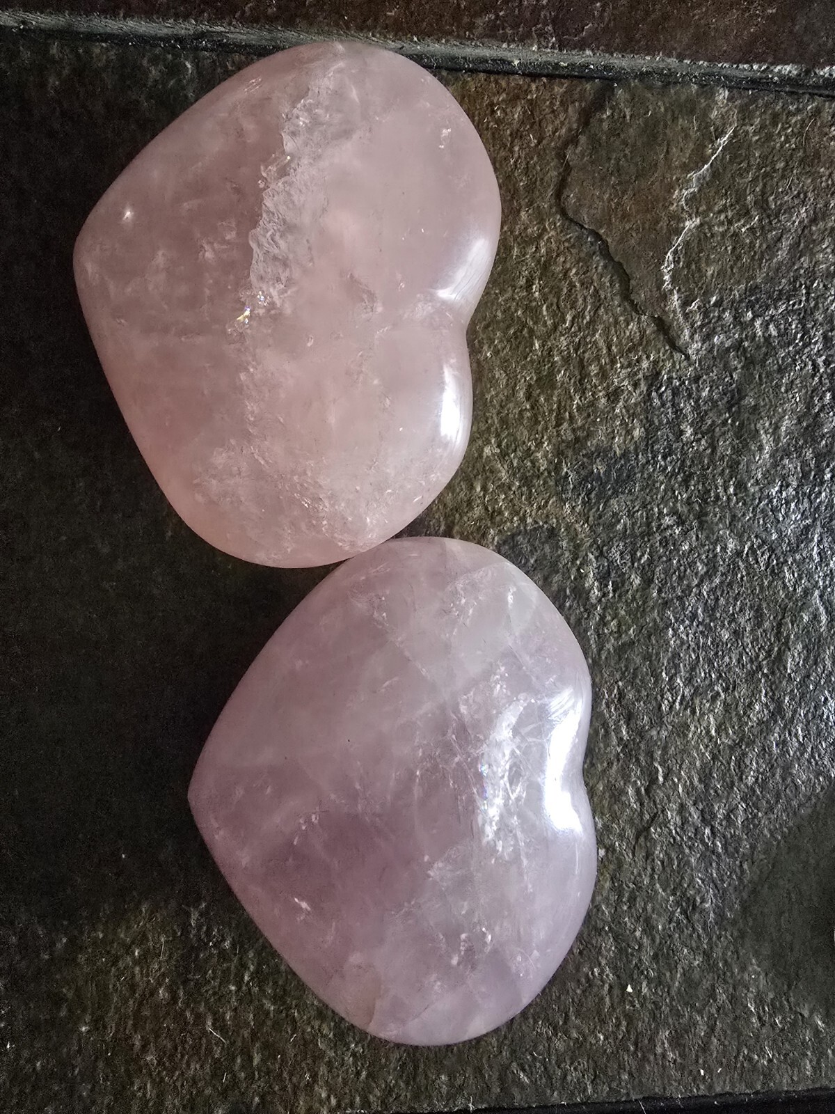Rose Quartz Crystal Hearts 3×2 & 3.5×2.5 in