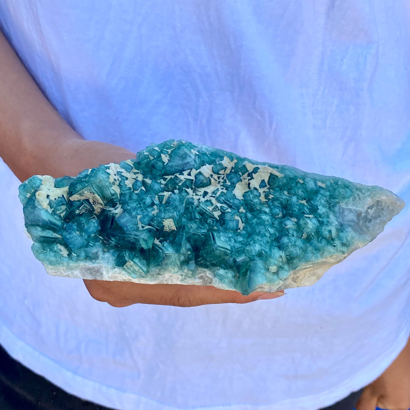 1.49LB natural super beautiful green fluorite crystal ore standard sample