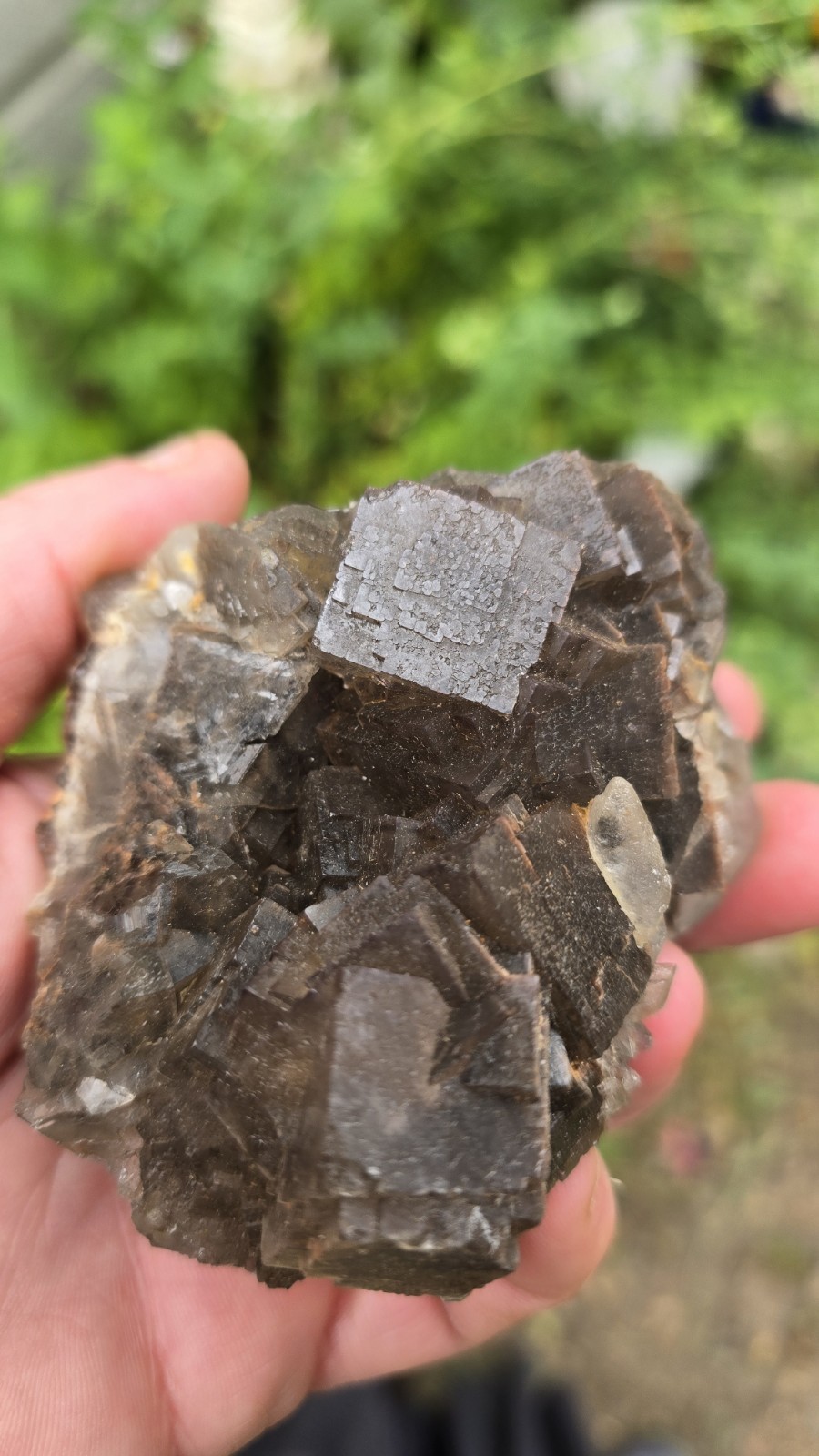 Grey Cubic Fluorite Specimen With Calcite Metaphysical Crystals Gemstone