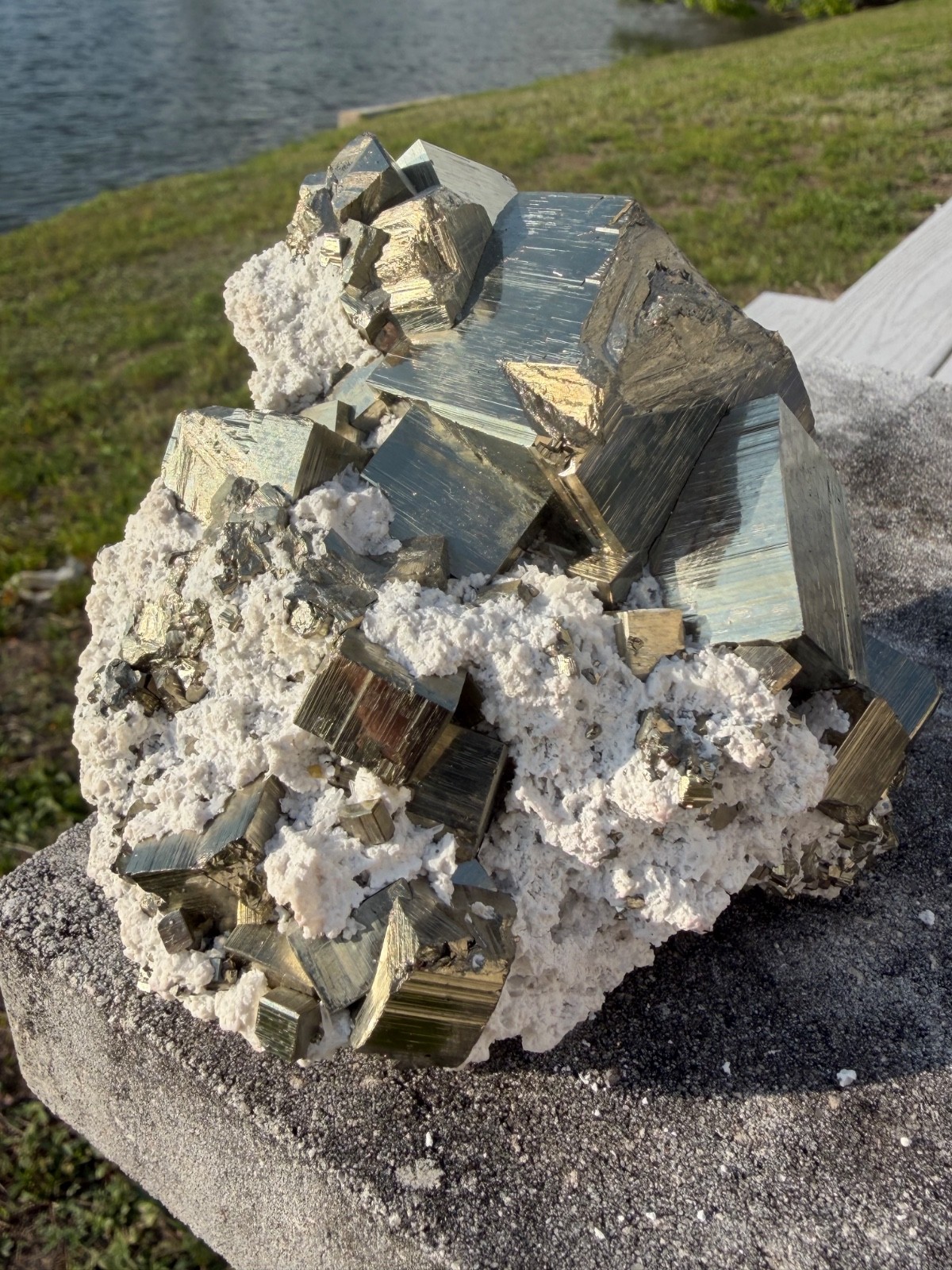 AA PYRITE Crystal CUBE Cluster Huanzala Mine Peru 2.9 LBS 3 3/4″ High x 5″