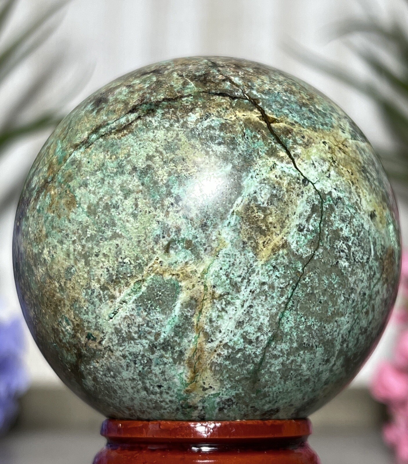 PHOENIX SPHERE – Green Blue Mineral Copper Ore Malachite Turquoise Crystal Orb