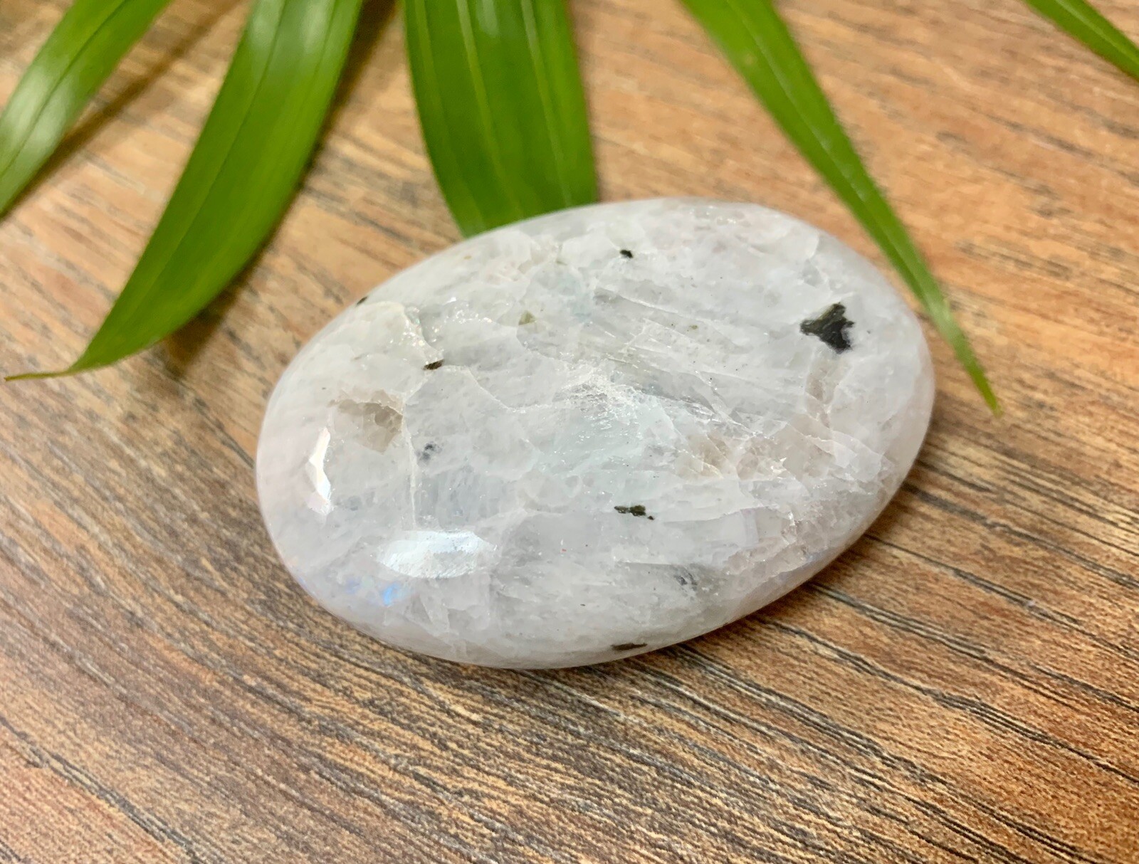 Rainbow Moonstone Palm Stone Large Soap Stone Flat Therapy Meditation Specimen.