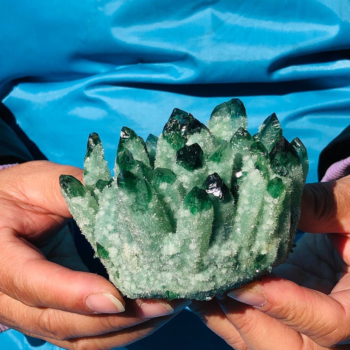4 piece Lab-Grown Green Crystal Clusters Healing Energy Home Decor 3.82LB