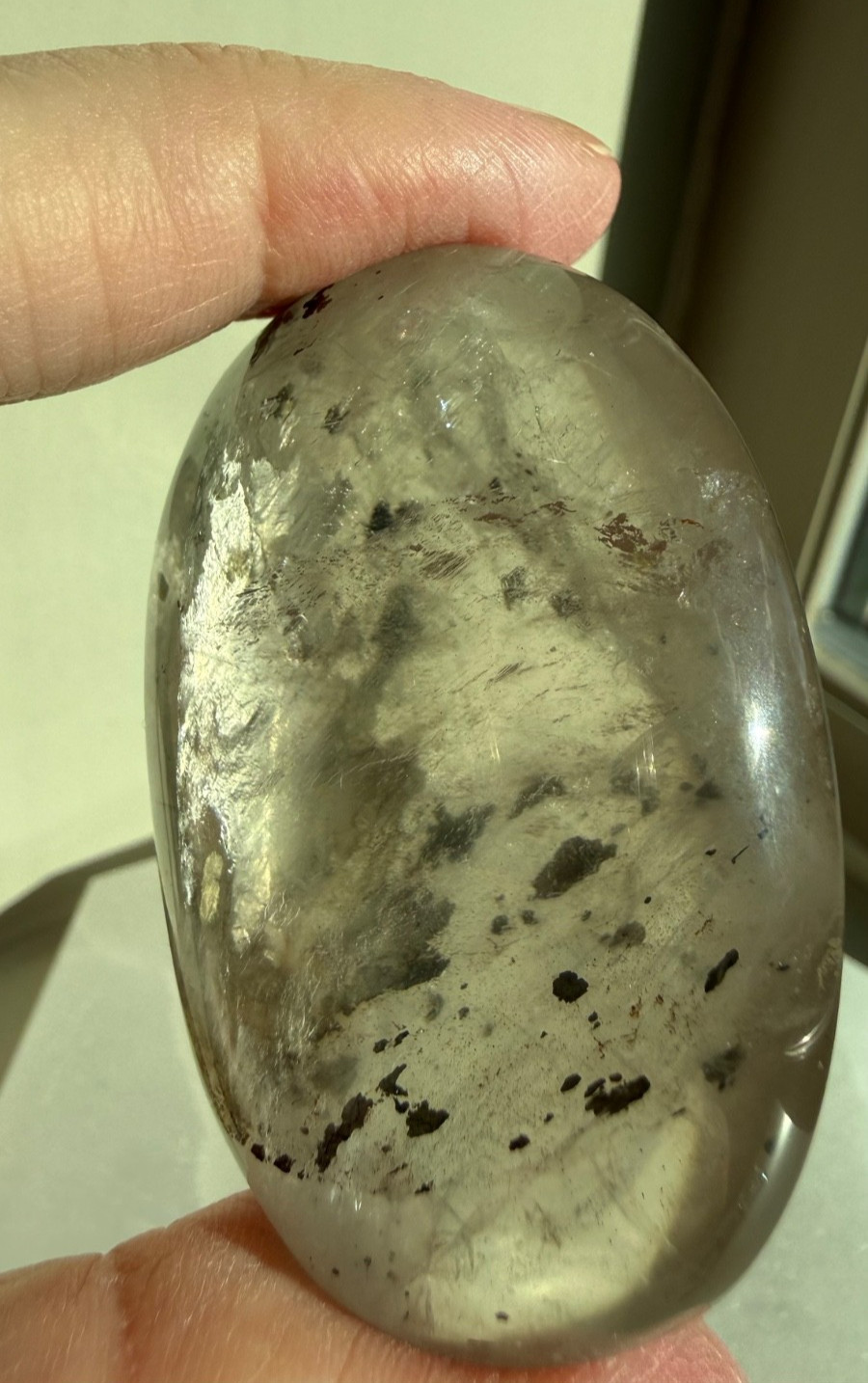 Rare Pyrite in Girasol Quartz and Dendritic Palm Stone with Rainbow Inclusions