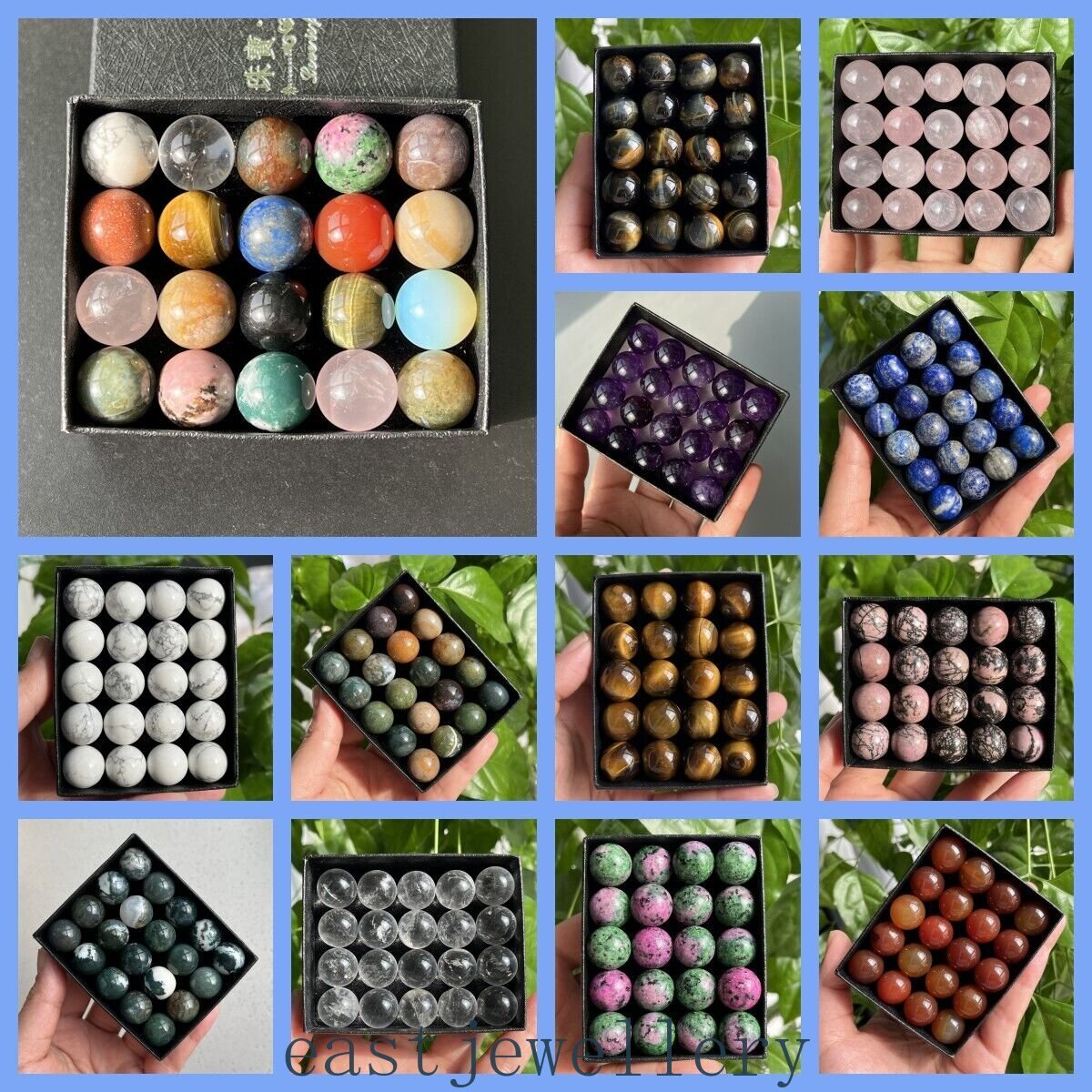 15mm+ Wholesale Natural carved Sphere quartz crystal ball reiki healing +box 20x