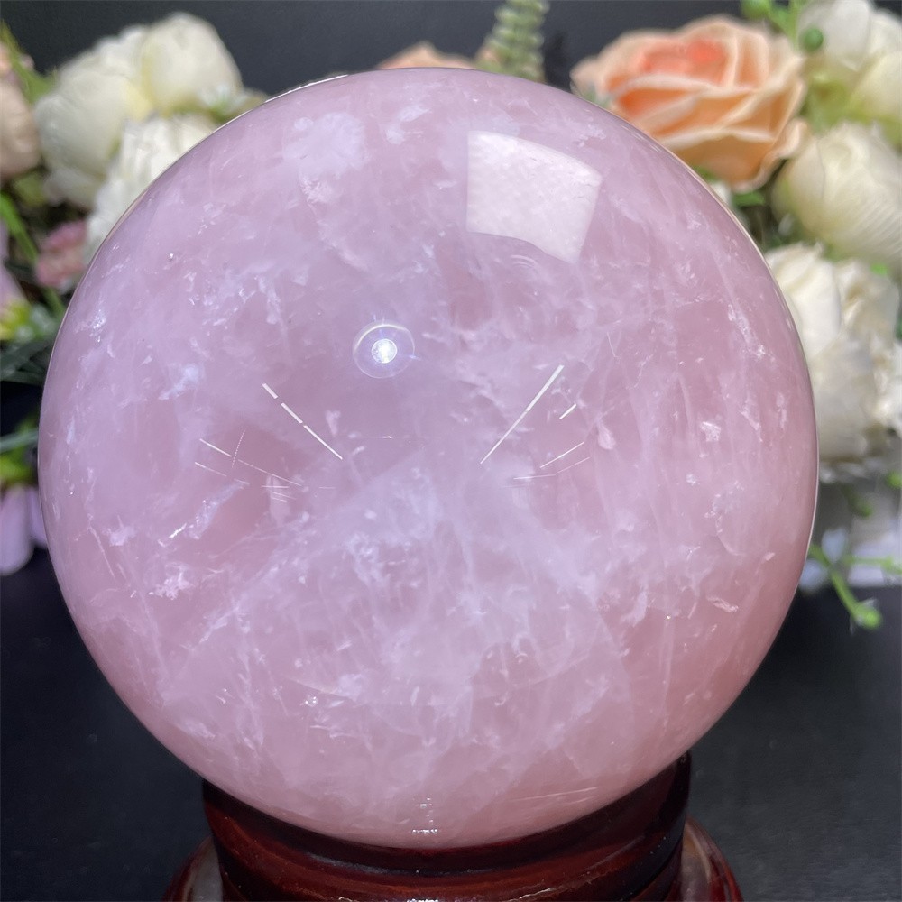 4LB 4.1″ Natural Rose Quartz Sphere Ball Crystal Quartz Decor Healing Reiki