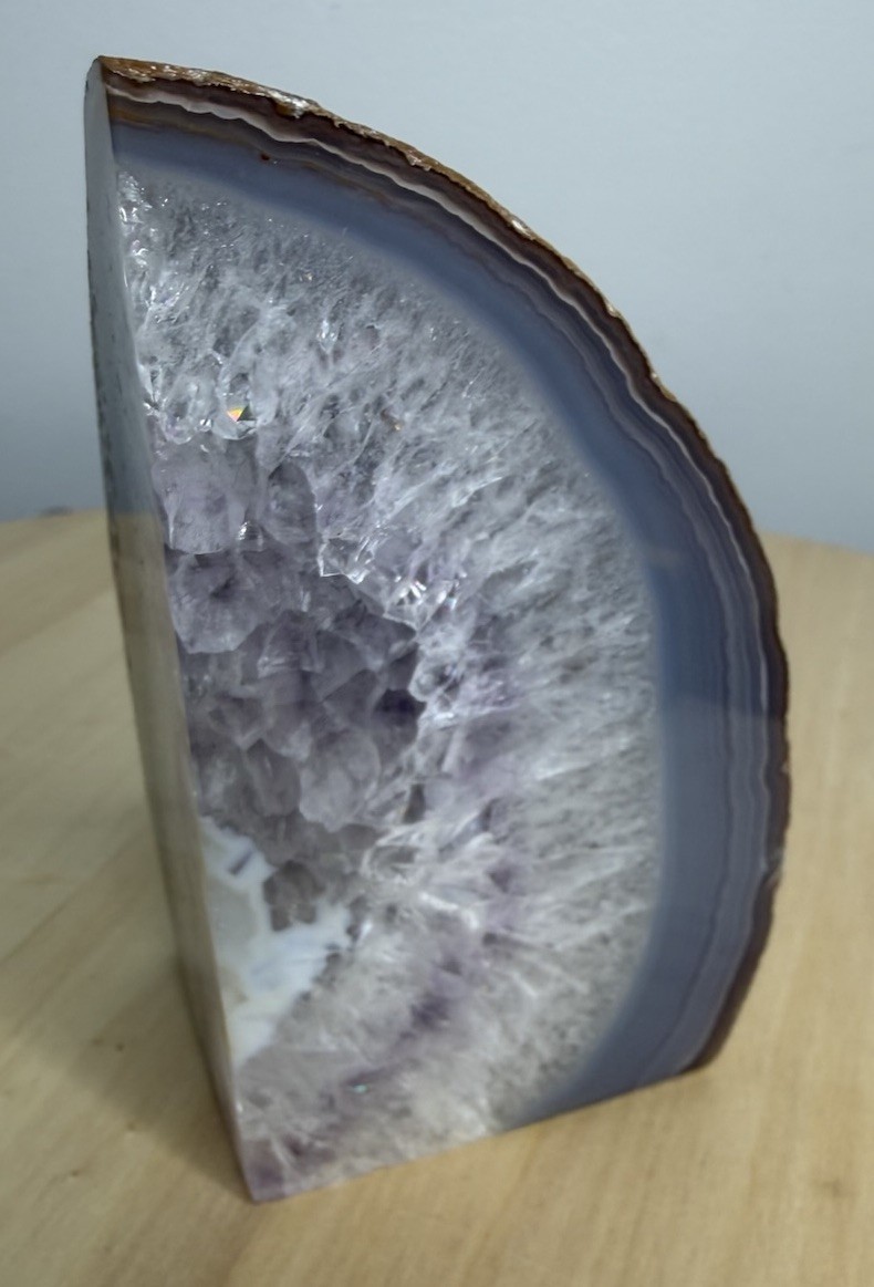 Purple Slice Polished Crystal Geode 4.5” Natural Stone