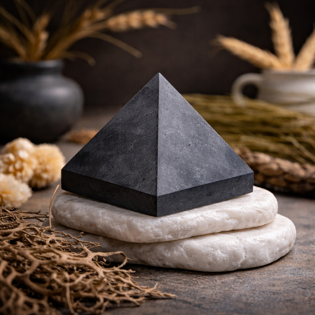 Shungite Pyramid EMF Protection Home Energy Healing Gift Black Decor Crystals