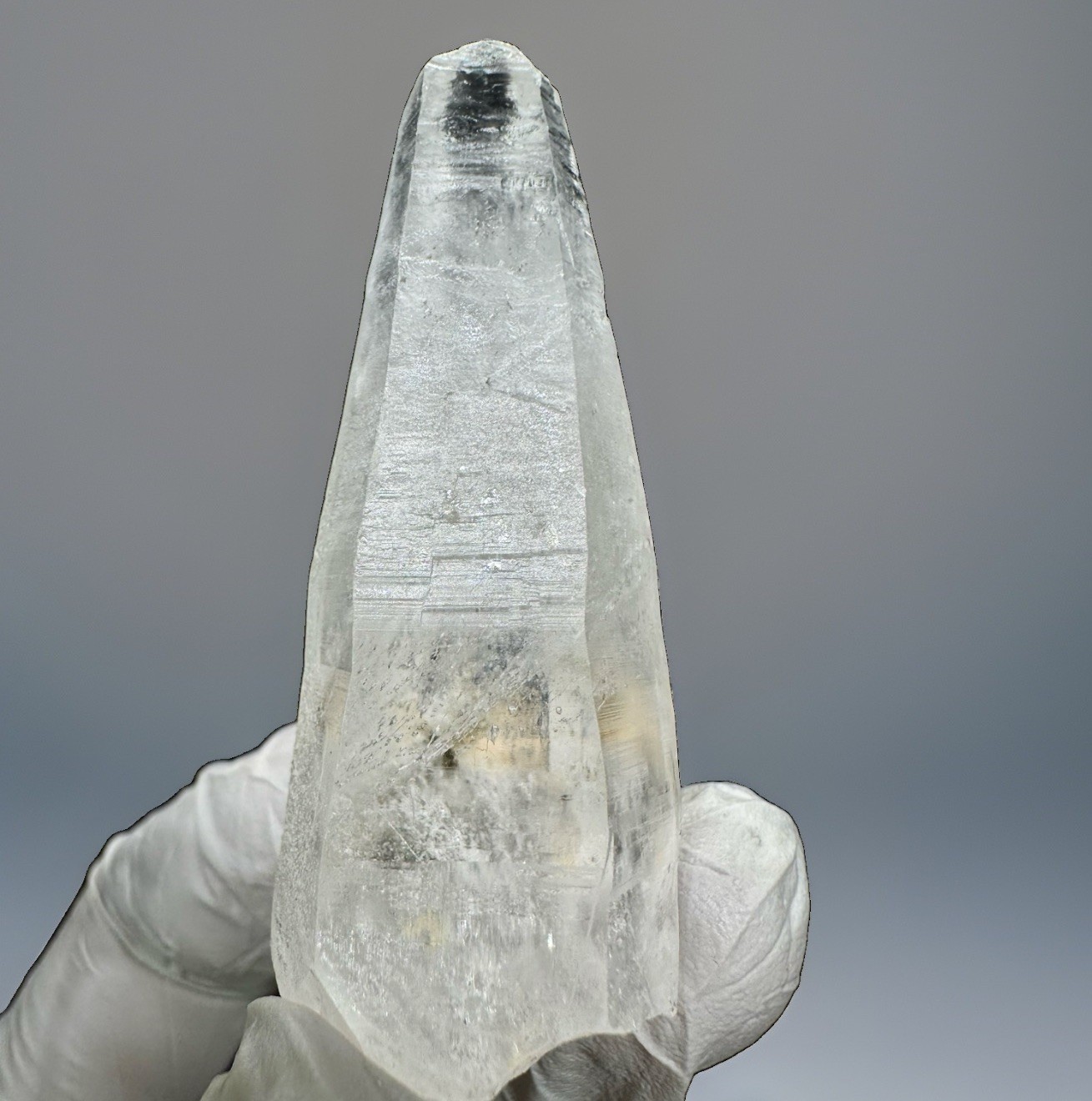 “Frost Phantom Spire” Natural Hashupi Himalayan Quartz Point Akashic Crystal