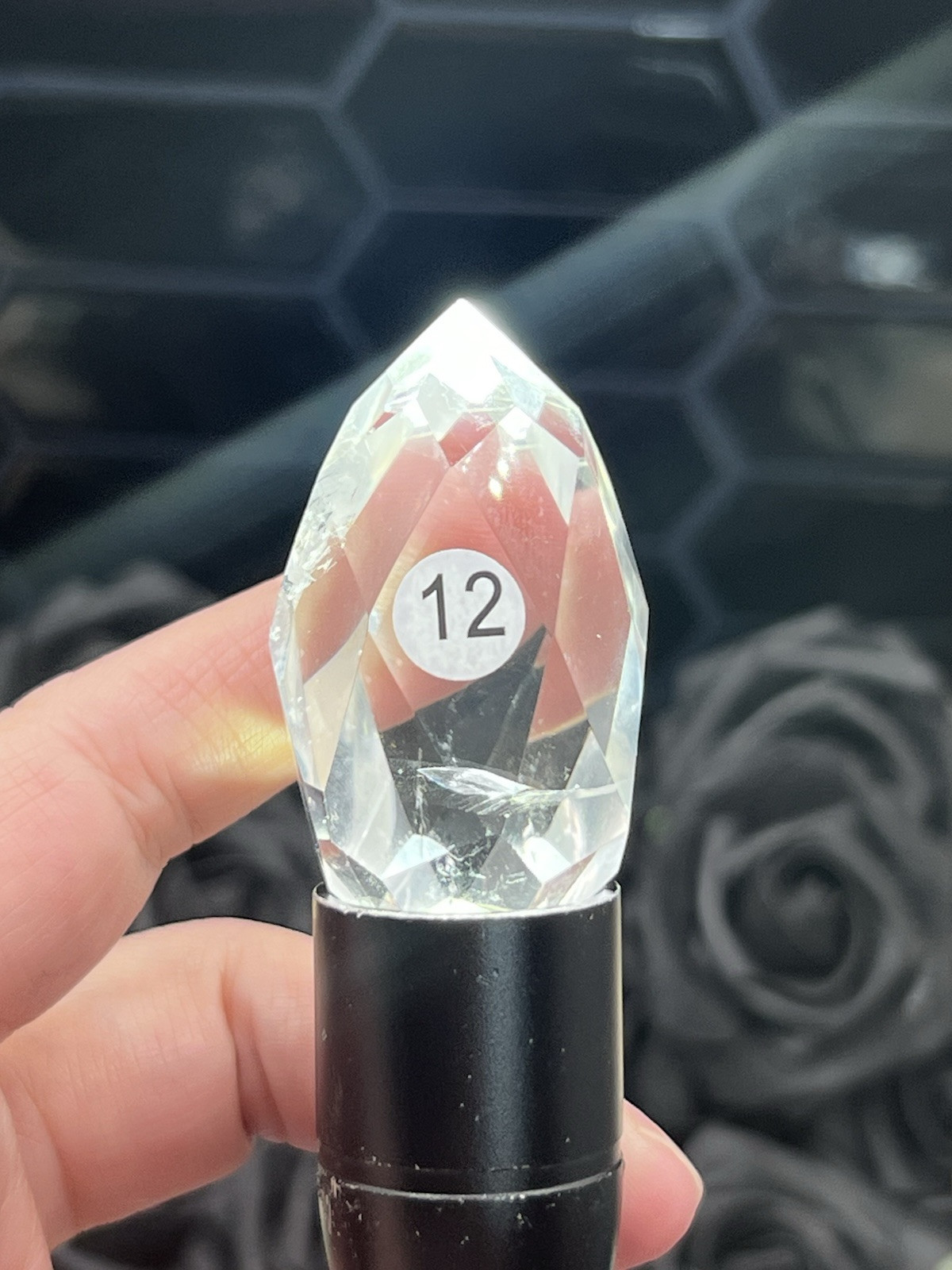 Natural Clear Quartz Faceted Egg HQ Self standing L@@K Free ship & Gift