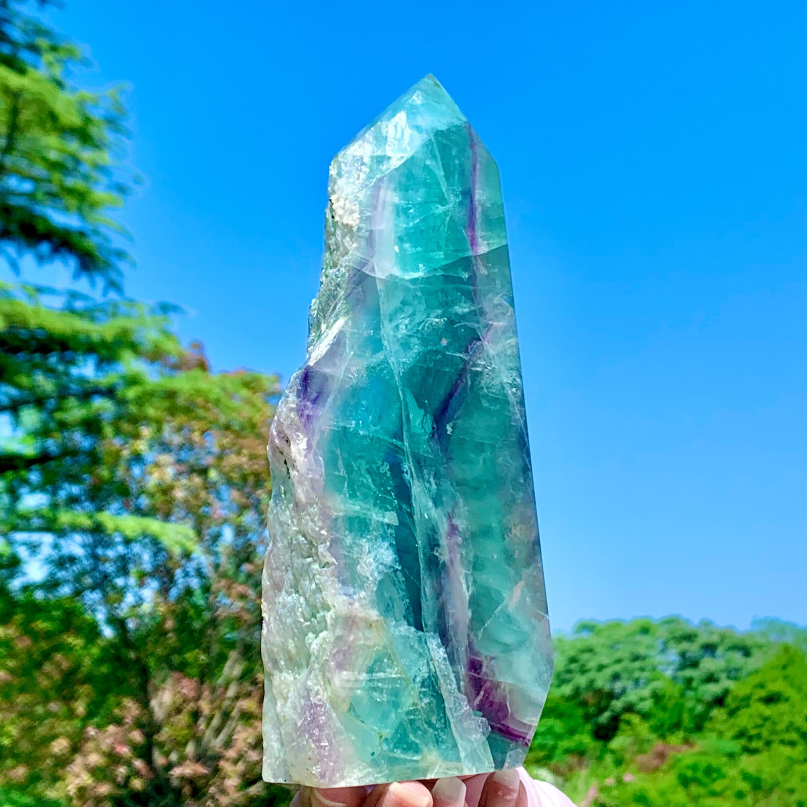 1.92LB Rare Natural Fluorite Quartz Crystal Freeform Mineral Specimen Healing