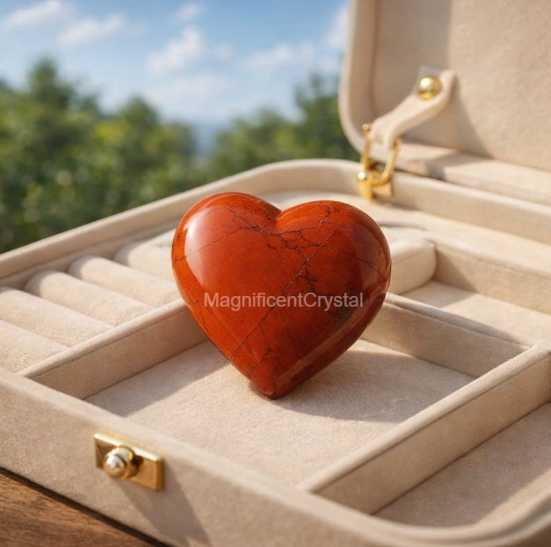 Genuine Red Jasper Heart Stone Hand Polished Meditation Healing Crystal Decor