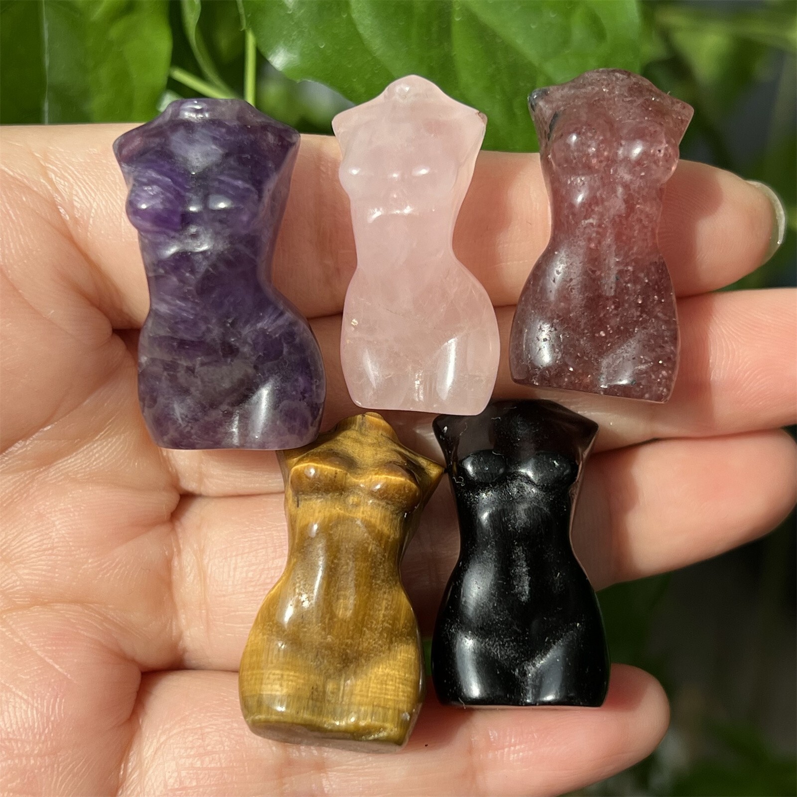 5x natural Mixed Women Naked gem quartz crystal skull Figurines Reiki healing