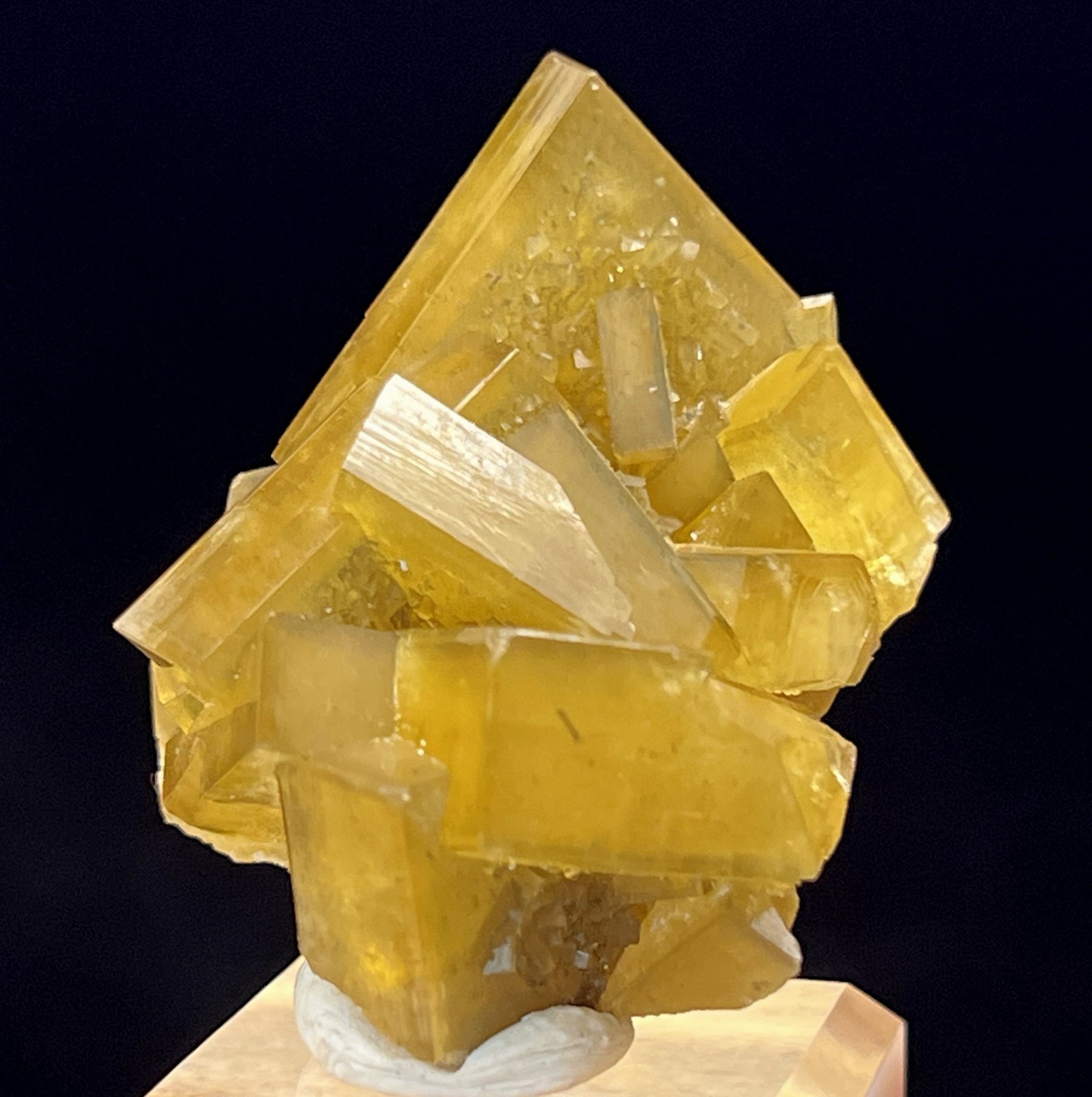 42mm 54g Golden Yellow Barite on Botryoidal Fluorite, Natural Mineral Specimen